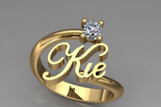 create 3d of your name in jewelry design and rendering