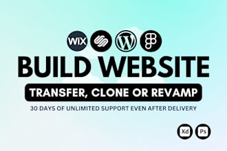 create redesign or transfer to wix squarespace or wordpress website