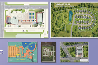 render architectural or real estate site map master plan in 2d, 3d