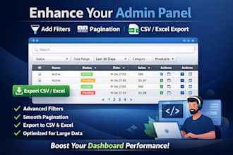 add filters, pagination, and CSV excel export to admin panel