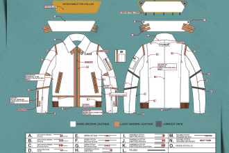 do technical drawing of garments bags and leather jackets