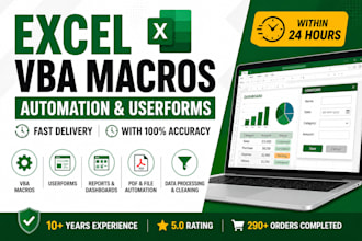 create excel vba macros, automation and userforms