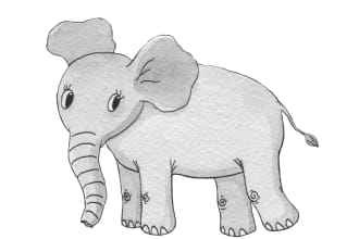 create a black and white children illustration