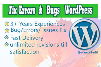 fix any type of wordpress errors, issues in 12 hours