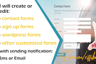 create contact forms,sign up forms,wordpress forms with email, sms notification