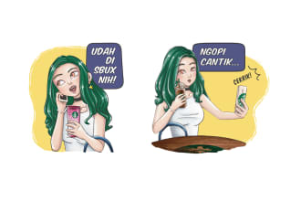 create stylized portrait illustration for gift or sticker