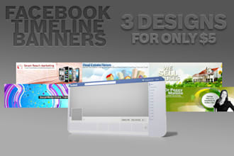 custom Design 3 Facebook Timeline Banner cover Header Graphic