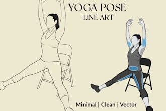 draw yoga pose line art illustration in black and white