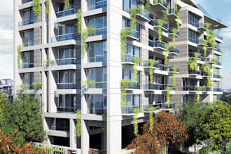 create 3d exterior and interior rendering view for building