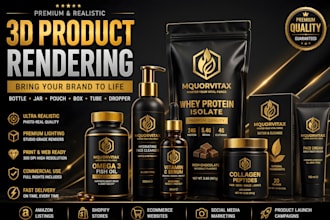 create realistic 3d product mockups and product rendering