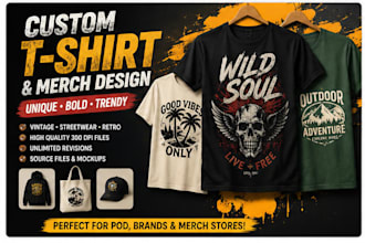 design custom merch t shirt and merchandise design creation