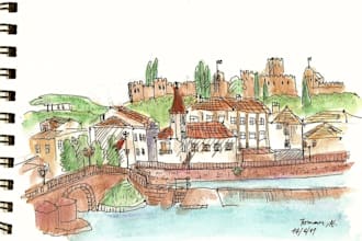 draw any city or landscape with watercolor