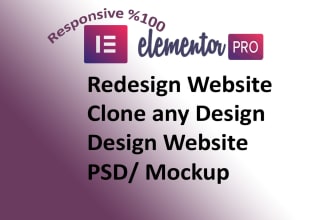 redesign, clone or design 3 pages with elementor pro in 15 dollars