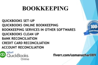 do quick books online setup, bookkeeping, bank reconciliation