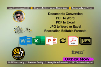 convert files, pdf to word and pdf to excel