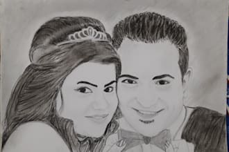 sketch a portrait , pencil drawing