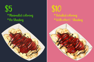 draw food and object in cartoon and realistic
