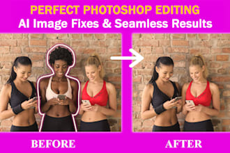 do real photo editing, fix ai images, face swap, add remove people in photoshop