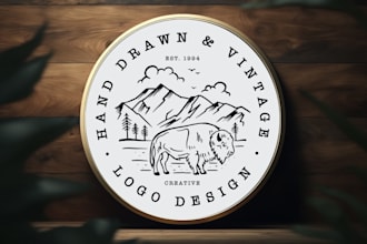 design a unique vintage logo hand drawn retro timeless