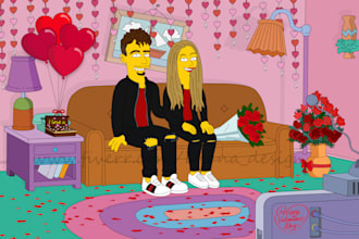 draw you like a yellow cartoon character for valentine day