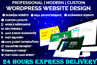 create wordpress website design or landing page wordpress