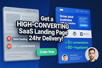 design a converting saas landing page in wordpress mobile first 24hr delivery