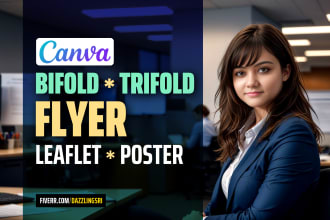 design flyers, bifold, trifold brochures in canva,  photoshop