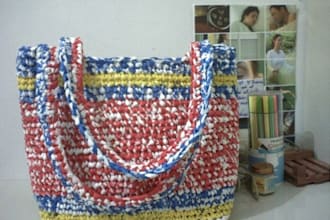 send you a handmade crochet bag made from recycled grocery bags