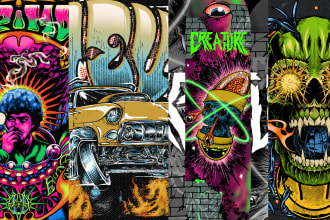 make illustration for tshirt merchandise or band merch
