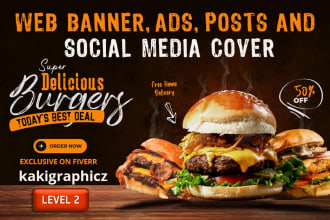 design social media banner, web banner, cover, google ads and pvc banner