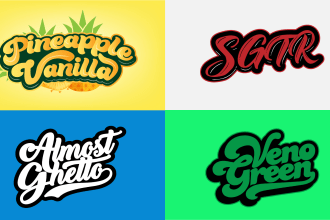 do custom typography, hand drawn, lettering font logo design
