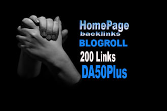 make SEO 200 backlinks da50plus homepage blogroll