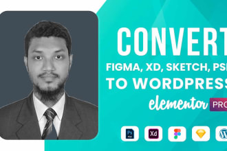 do figma to wordpress, xd, pdf, psd, adobe to acf, divi, elementor pro