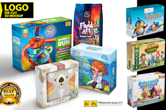 do kids, toy, games and educational packaging with free logo