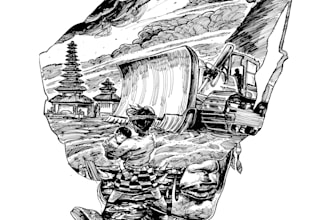 create artistic line art cross hatching illustration