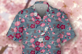 design custom japanese sakura patterns for aloha shirts