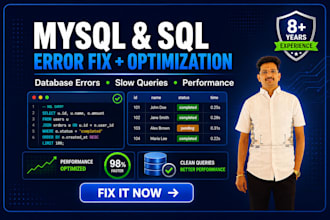 fix mysql sql database errors, optimize queries and improve performance