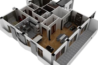 create architectural 3d perspective floor plans