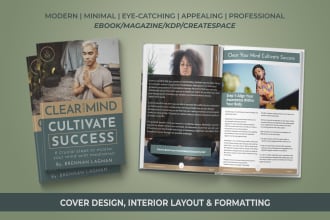 design book cover, interior layout, and create ebook
