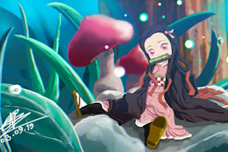illustrate character, concept or nsfw in anime, manga style