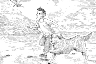 make black and white children book illustration