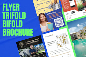 design flyer, trifold brochure, bifold and business catalog