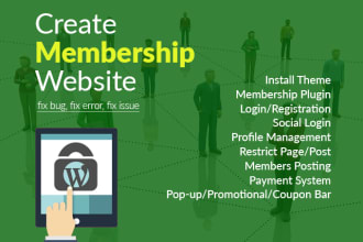 create wordpress membership website or subscription website