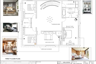 draw 2d space plan or 2d floor plan of office, house, or real estate