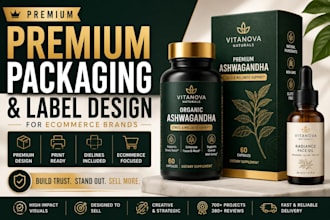 design premium product packaging and label for ecommerce brands