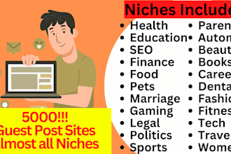 get a comprehensive list of 5000 guest posting sites for your SEO needs