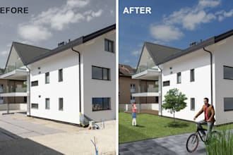 photoshop edit, retouch house photo, interior, real estate