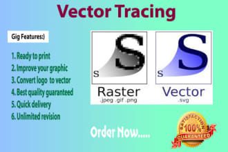 trace, convert, redraw any image, logo to vector