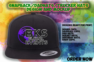 create designs for hat,cap,snapback in 5 hrs