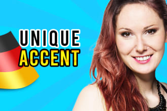 record an english voice over with german accent